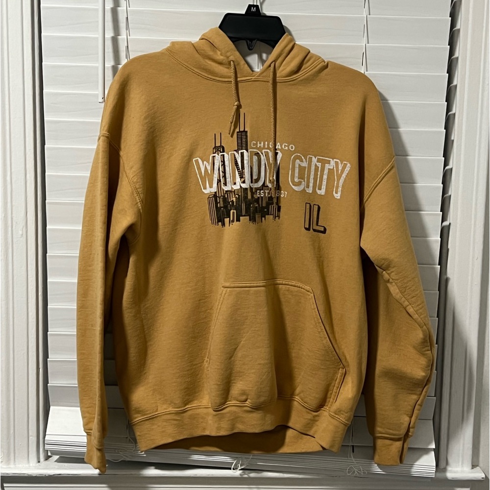 chicago illinois mustard yellow hoodie